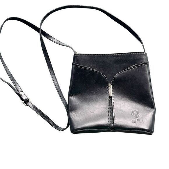 Vera Pelle, Crossbody, Italian, black leather bag so cute - Picture 1 of 6